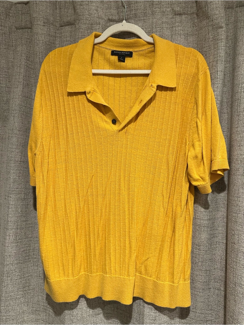 Banana Republic Men's Golden Yellow Polo Shirt